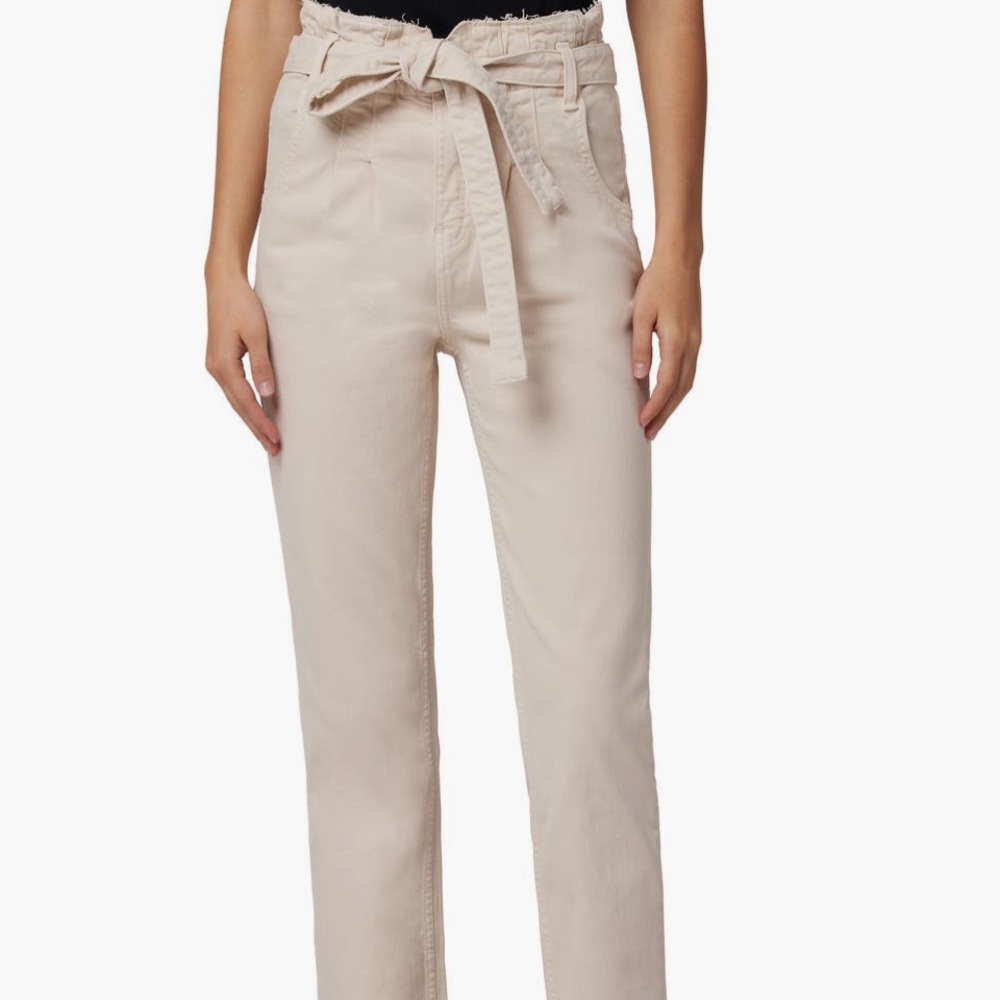 HUDSON JEANS Remi paper bag waist jeans with tie belt.